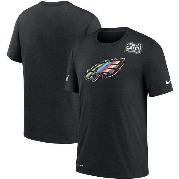 Men's Philadelphia Eagles Black NFL 2020 Sideline Crucial Catch Performance T-Shirt